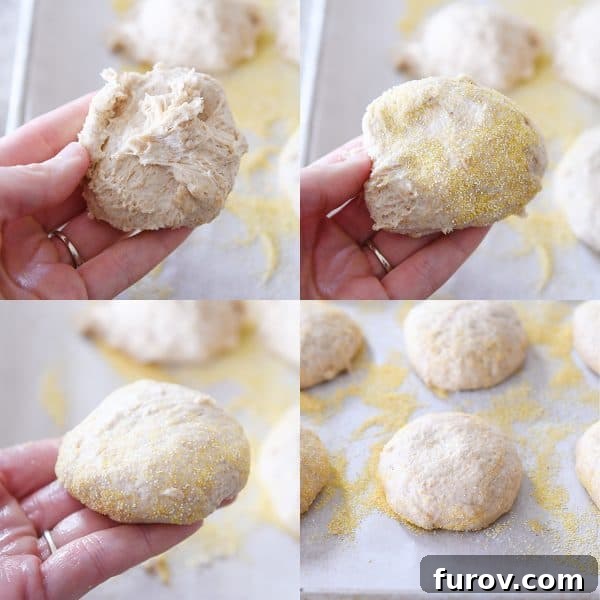 Simple Homemade English Muffins No Mixer Whole Grain 13 Shaping english muffins into smoother shapes.