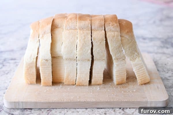 Thick sliced bread for crunchy baked french toast sticks.