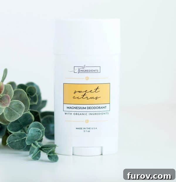 Close up of natural deodorant