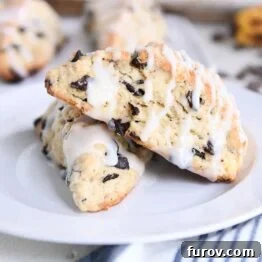 two banana bread scones on white plate