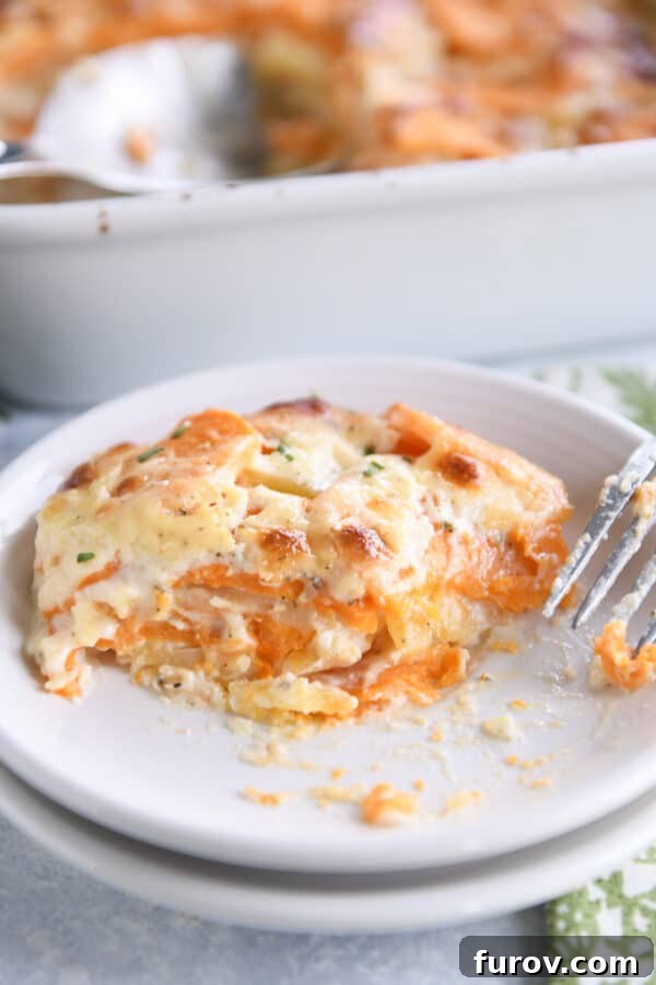 Two-toned scalloped potatoes, with a footnote mentioning expired cream was used, leading to an unappetizing result.