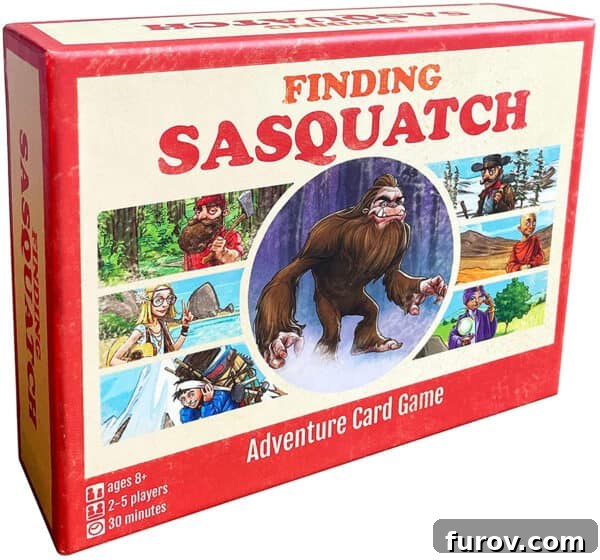 the 'Finding Sasquatch' board game box, suggesting a fun and engaging family activity