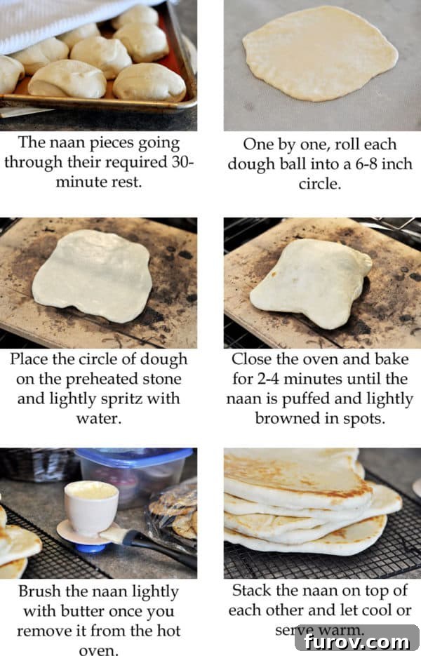 Step-by-step collage with pictures demonstrating how to make flatbread
