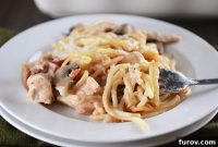 Golden Garlic Fontina Spaghetti Bake