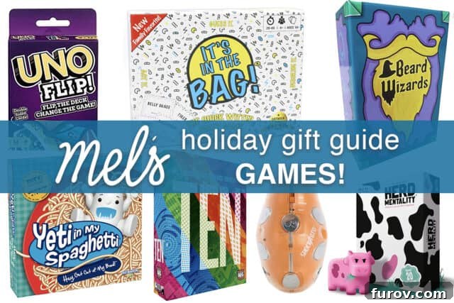 Level Up Your Holidays Game Gift Ideas 2 Holiday Gift Guide featuring various board games and card games.