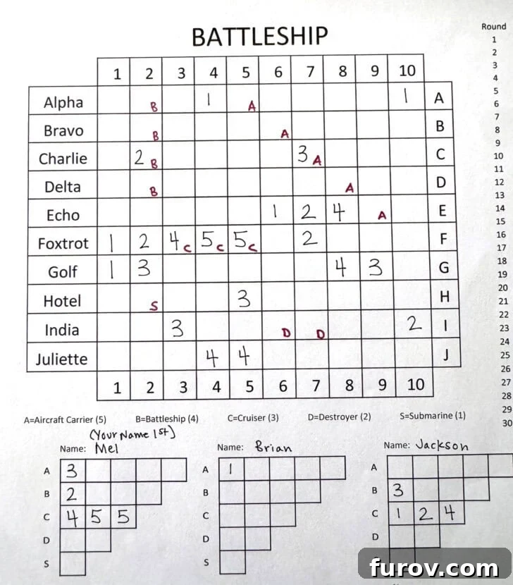 Pencil & Paper Naval Strategy 10 Paper Battleship Game