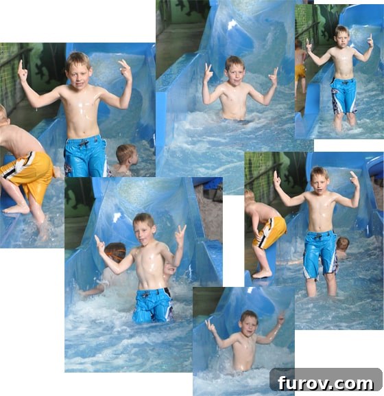 Saturday Shots 3 Nine-year-old boy posing tough with family during a birthday family adventure