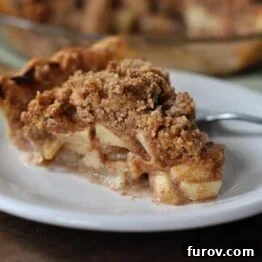 Beautifully golden Apple Crumb Pie with a rich streusel topping.