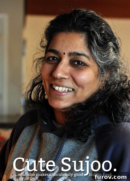A smiling woman, Sujoo, who inspired the author's curry journey.