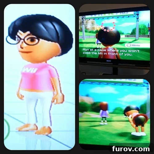 Mary Jo's Journey 3 Mary Jo jogging in place with a Wii controller, symbolizing her initial home-based running journey.