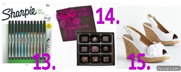 My Favorite Picks and a Small Mother's Day Gift Guide 7 Favorite writing pens, gourmet chocolates, and stylish white wedge sandals, perfect for gift ideas.
