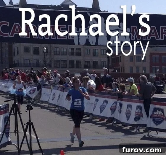 A woman triumphantly crossing the finish line of a race, embodying strength and perseverance.