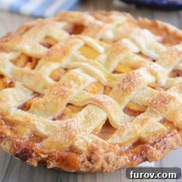 My Favorite Fresh Peach Pie, ready to serve.