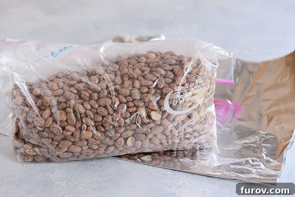 Kickstart Your Pie Making: Essential Tools and Ingredients 10 A Ziploc bag filled with dry pinto beans resting on a sheet of tinfoil, used for blind baking pie crusts.
