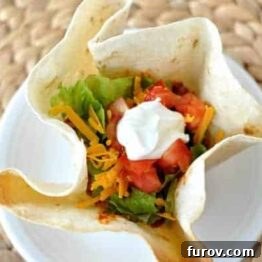 A crisp homemade tortilla bowl.