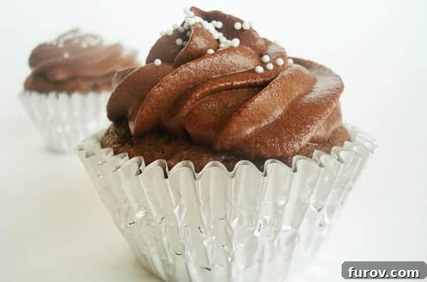 Cupcakes in the Schoolyard 2 A perfectly frosted chocolate cupcake nestled in a silver liner, ready to be enjoyed.