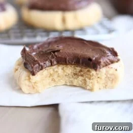 peanut butter sugar cookie with chocolate frosting on white napkin