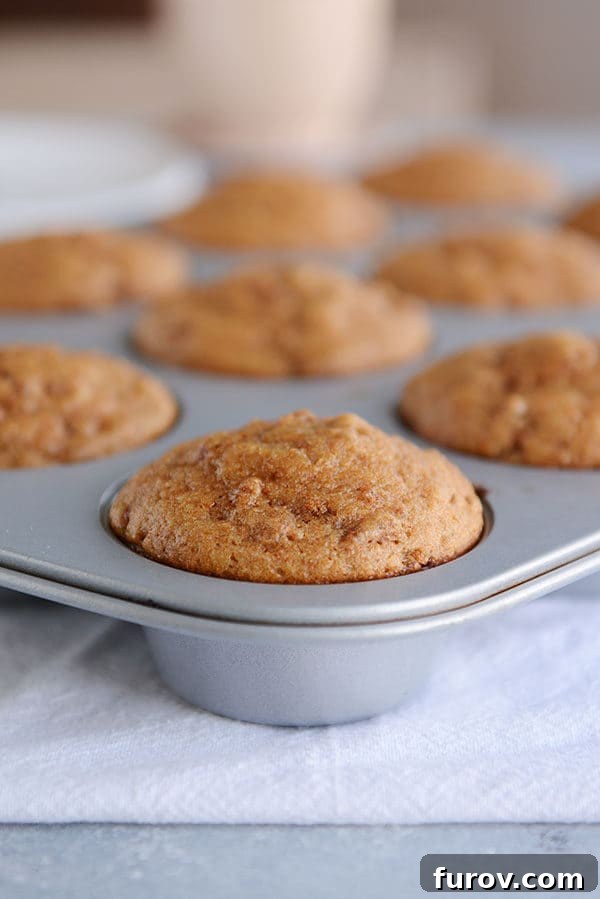 A muffin tin full of cooked bran muffins. 