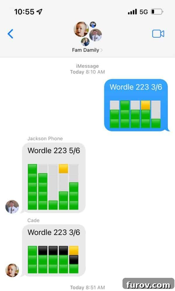 A screenshot of a Wordle game in progress, displaying green, yellow, and gray letter tiles, indicating correct and misplaced letters.