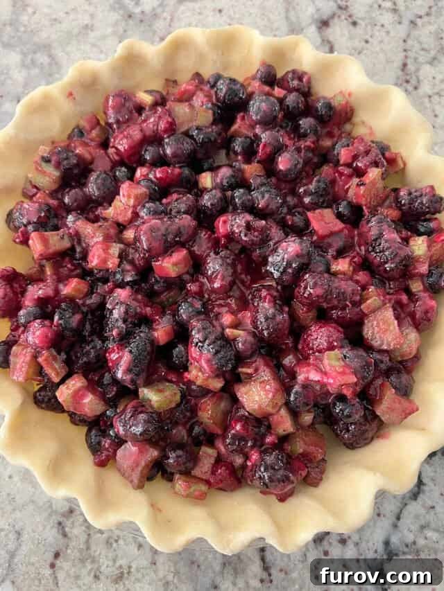 Triple berry rhubarb pie.
