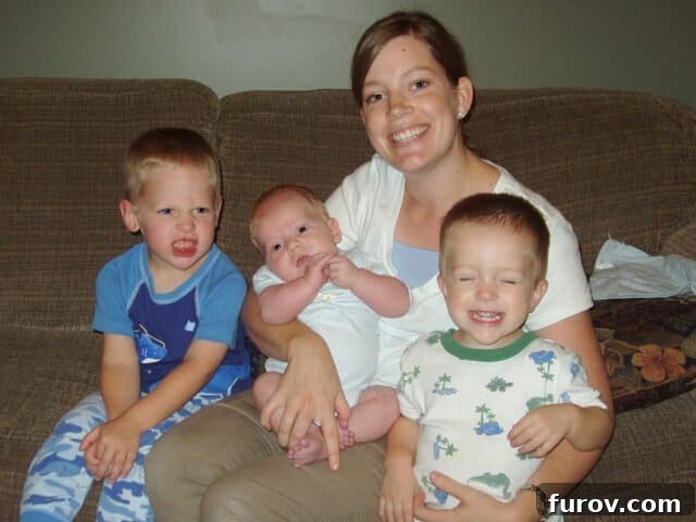 Friday Favorites: Updates, Finds, and Weekend Reflections 5 Mom with three little boys on couch.